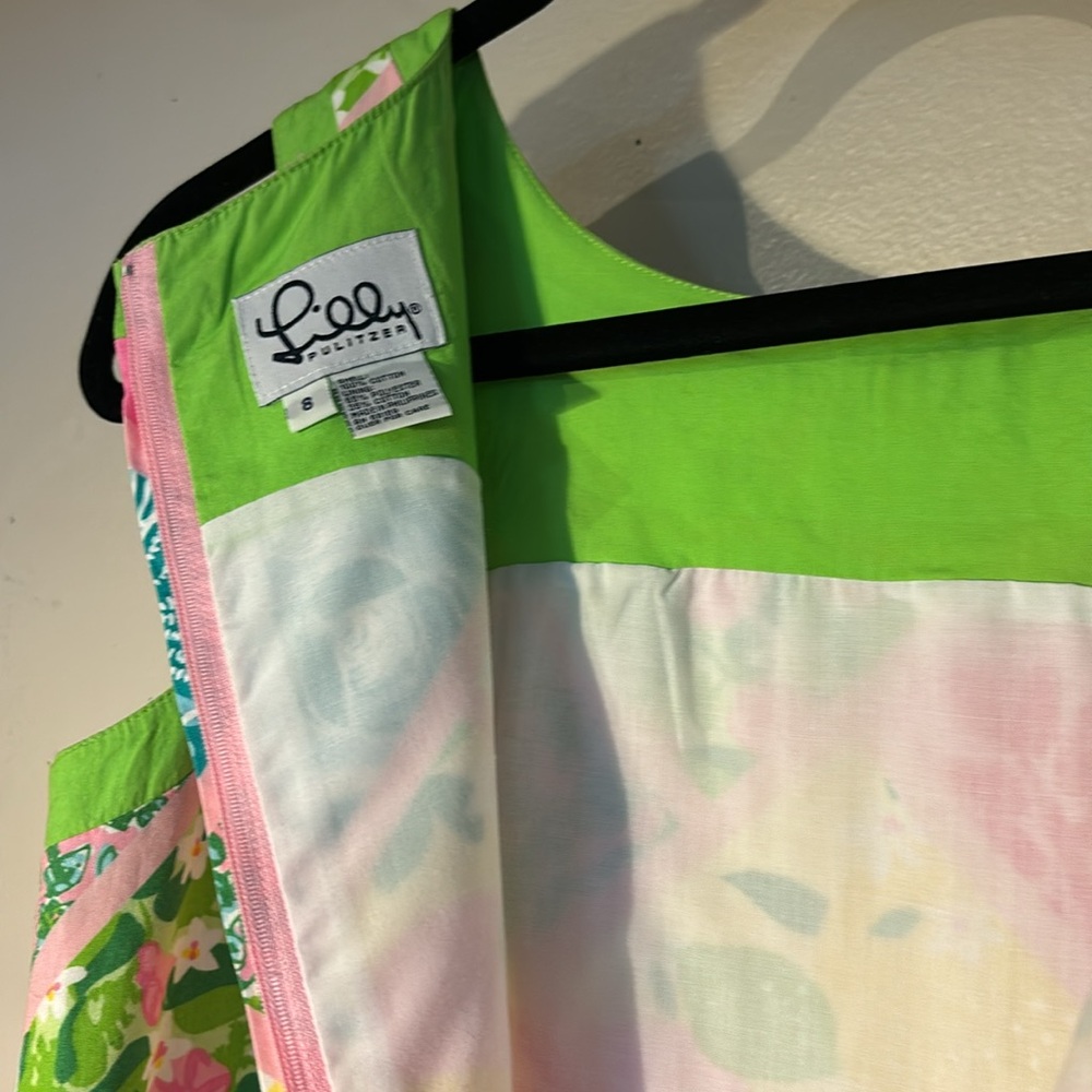 Lilly Pulitzer Vintage Pink Tile Patchwork Dress size 8 great shape colorful - Picture 9 of 10